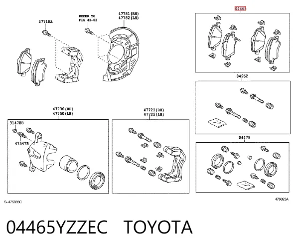 Pastillas de freno 04465YZZEC Toyota