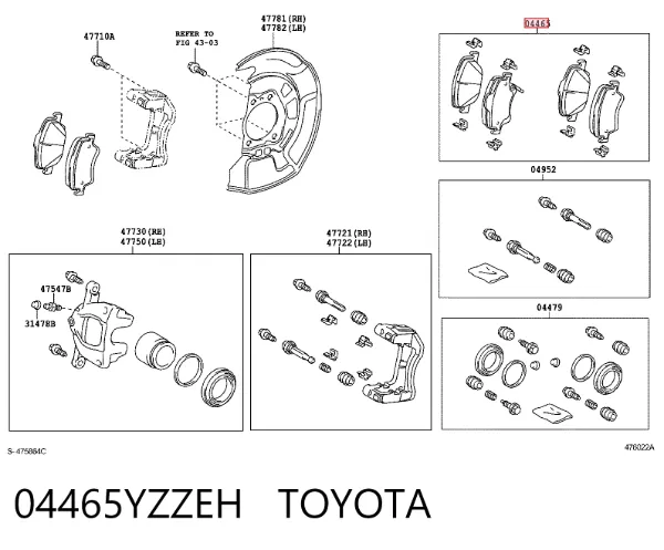 Pastillas de freno 04465YZZEH Toyota