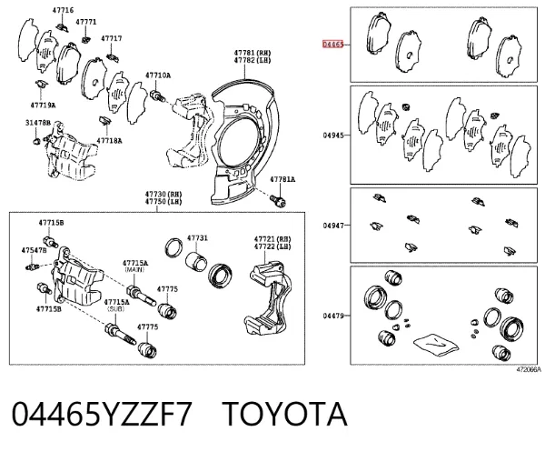 Pastillas de freno 04465YZZF7 Toyota