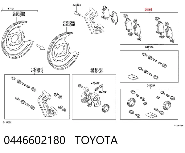 Pastillas de freno traseras 0446602180 Toyota