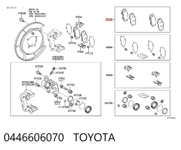 Pastillas de freno traseras 0446606070 Toyota