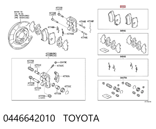 Pastillas de freno traseras 0446642010 Toyota
