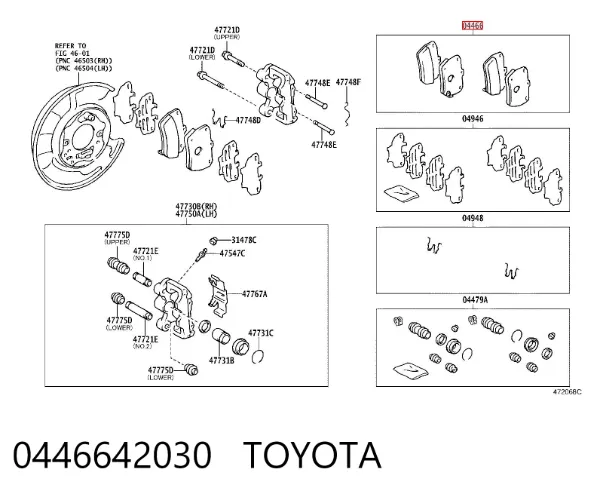 Pastillas de freno traseras 0446642030 Toyota