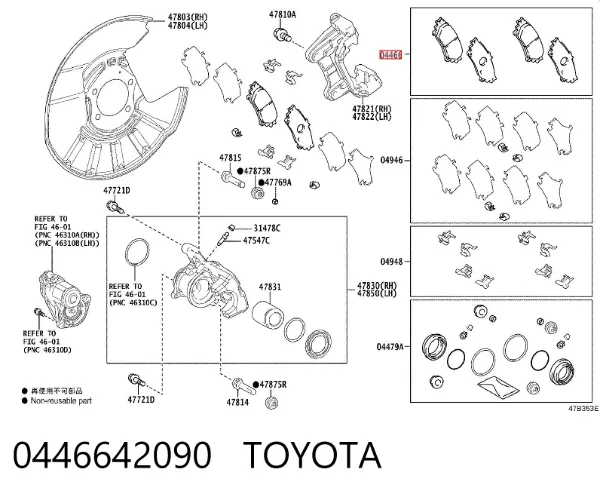 Pastillas de freno traseras 0446642090 Toyota
