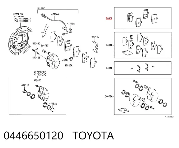 Pastillas de freno traseras 0446650120 Toyota