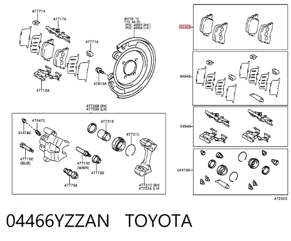 Pastillas de freno traseras 04466YZZAN Toyota
