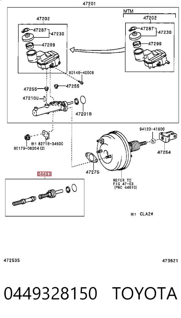Kit de reparación cilindro de freno principal 0449328150 Toyota