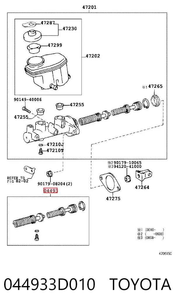 Kit de reparación cilindro de freno principal 044933D010 Toyota