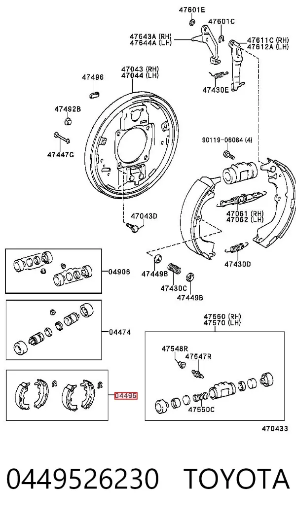 Zapatas de freno 0449526230 Toyota