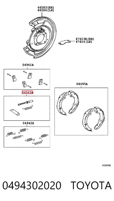 Muelle de presión de las zapatas de freno traseras TOYOTA 0494302020