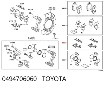 Juego de reparación de frenos delanteros TOYOTA 0494706060