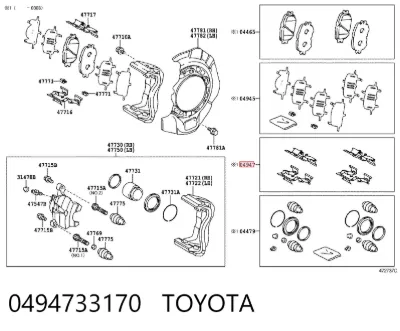 Juego de reparación de frenos delanteros TOYOTA 0494733170
