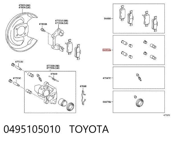 Fuelle de guía de pinza de freno delantero 0495105010 Toyota