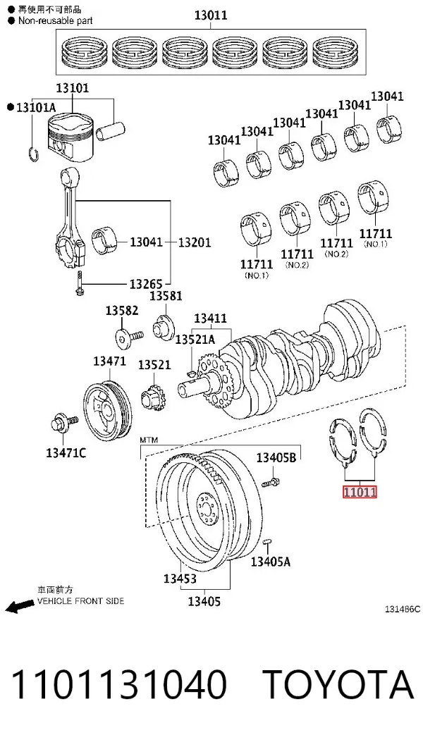 Juego de discos distanciador, cigüeñal, STD 1101131040 Toyota