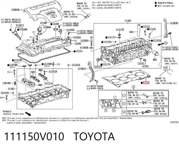 Junta de culata 111150V010 Toyota