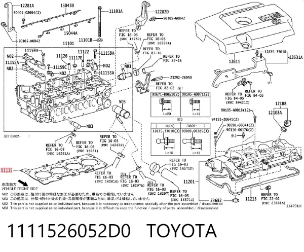 Junta de culata 1111526052D0 Toyota