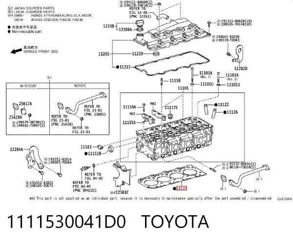 Junta de culata 1111530041D0 Toyota