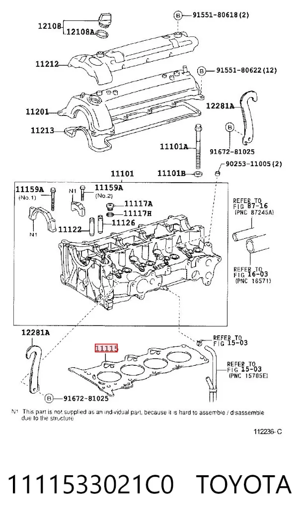 Junta de culata 1111533021C0 Toyota