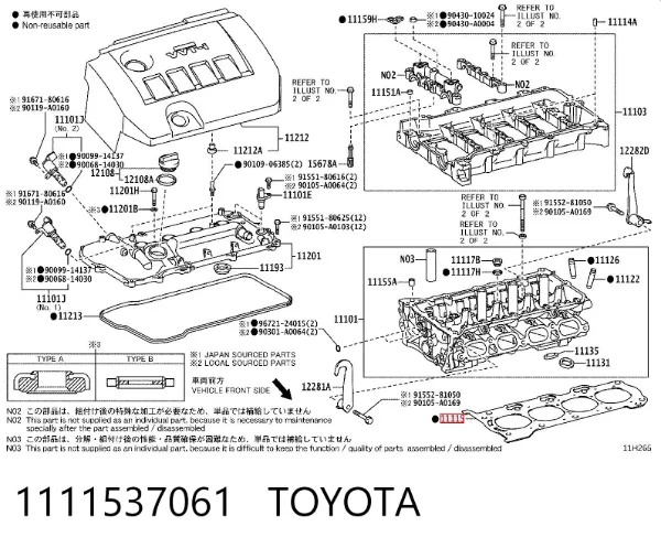 Junta de culata 1111537061 Toyota