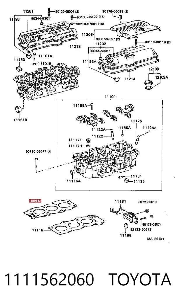 Junta de culata derecha 1111562060 Toyota