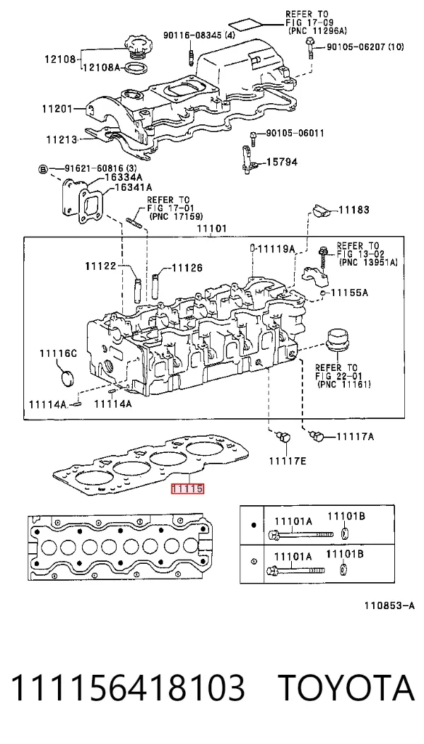 Junta de culata 111156418103 Toyota