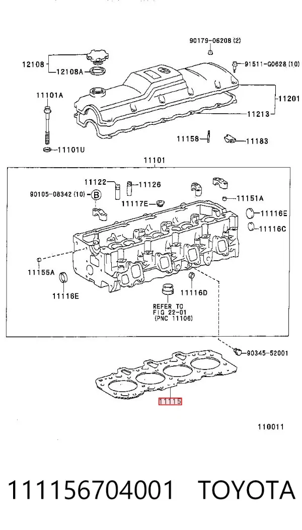 Junta de culata 111156704001 Toyota
