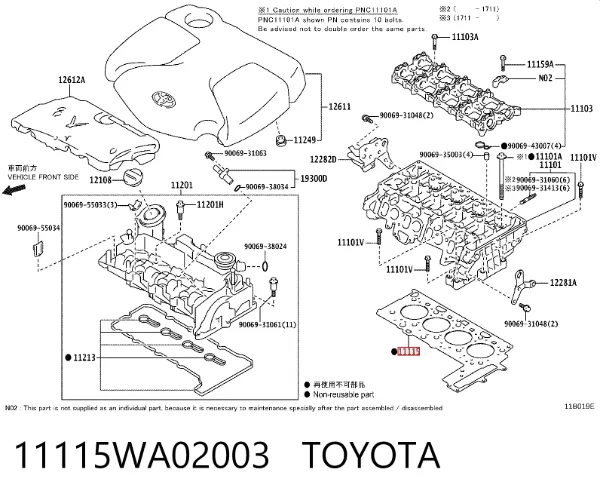 Junta de culata 11115WA02003 Toyota