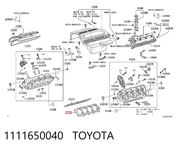Junta de culata izquierda 1111650040 Toyota
