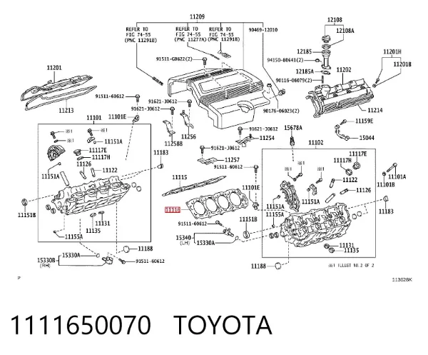 Junta de culata izquierda 1111650070 Toyota