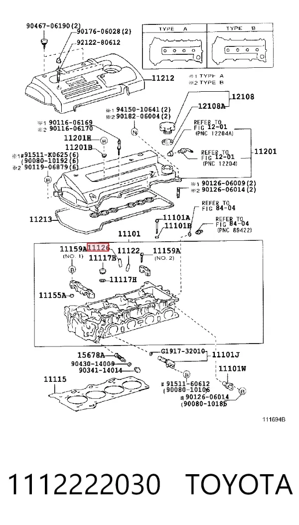 Guía de válvula 1112222030 Toyota