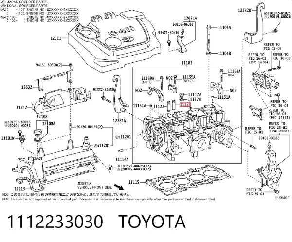 Guía de válvula 1112233030 Toyota