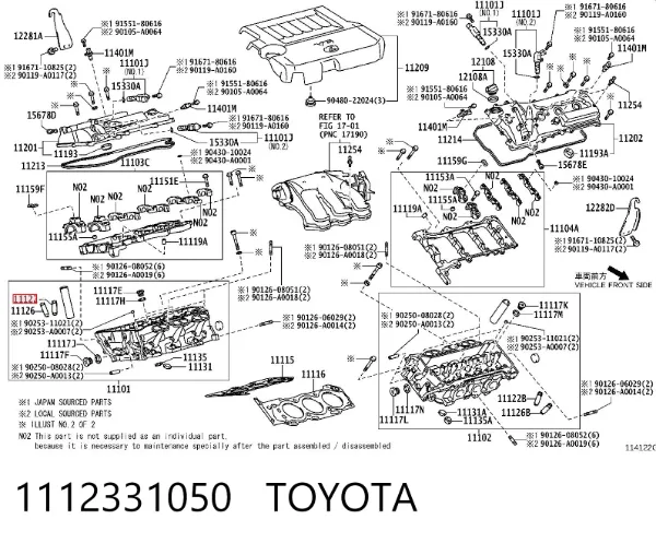 Guía de válvula 1112331050 Toyota