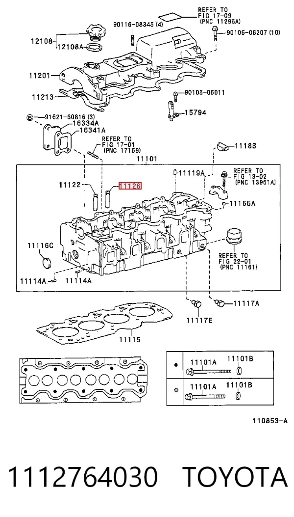 Guía de válvula de escape 1112764030 Toyota