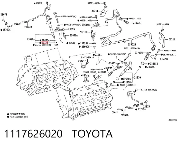 Junta de inyectores 1117626020 Toyota