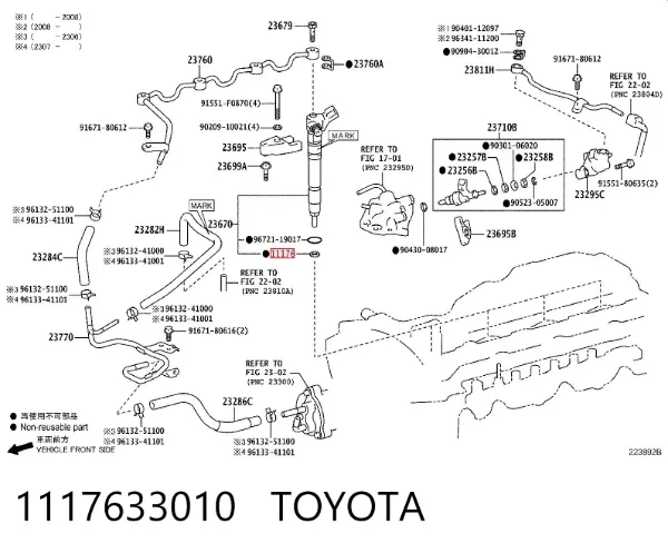 Junta de inyectores 1117633010 Toyota