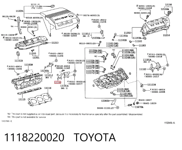 Junta de tapa trasera de culata 1118220020 Toyota