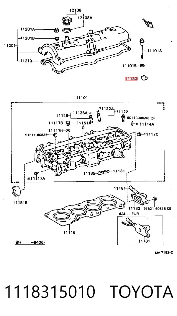 Tapón de la tapa de válvulas 1118315010 Toyota