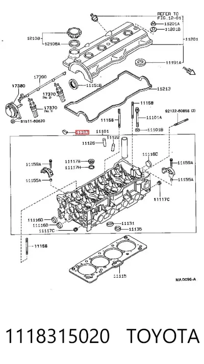 Tapón de la tapa de válvulas TOYOTA 1118315020