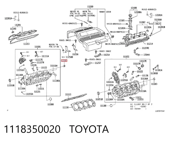 Tapón de la tapa de válvulas 1118350020 Toyota