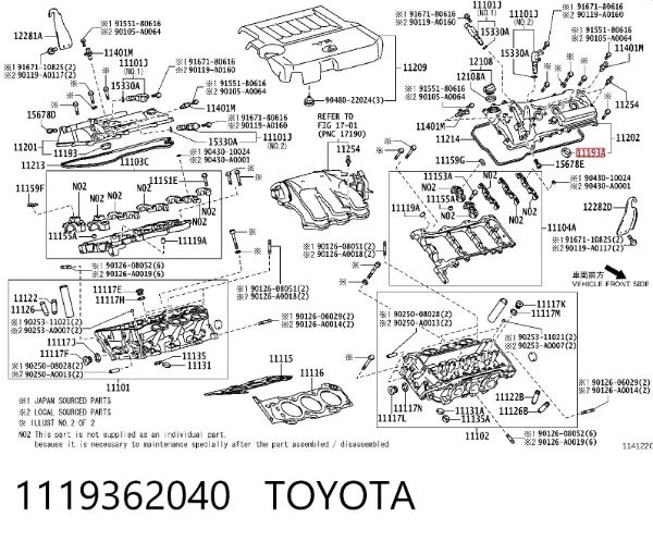 Junta de tapa de balancines, anillo 1119362040 Toyota