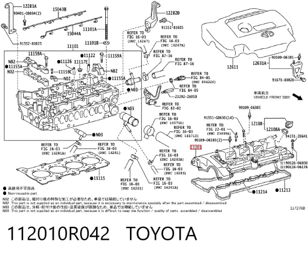 Tapa de balancines 112010R042 Toyota
