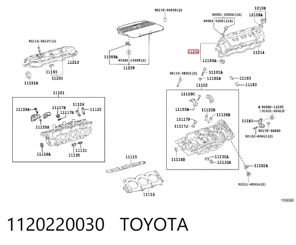 Tapa de válvulas izquierda 1120220030 Toyota