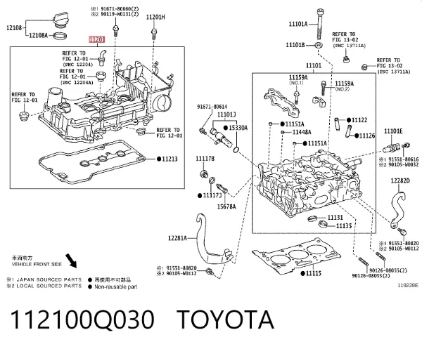 Tapa de balancines 112100Q030 Toyota