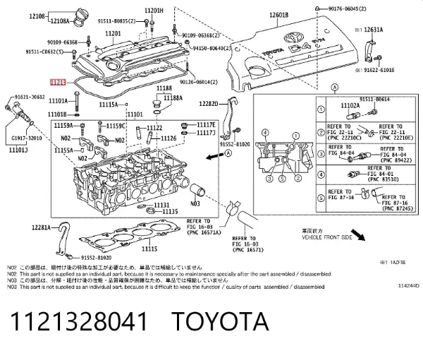 Junta tapa de balancines 1121328041 Toyota