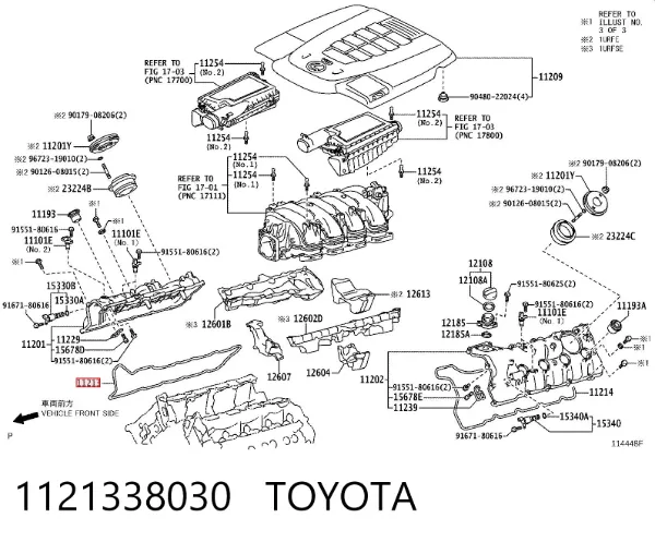 Junta de tapa de válvulas derecha 1121338030 Toyota