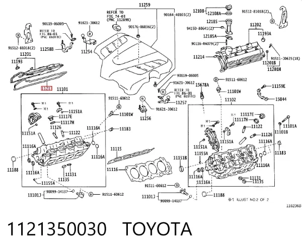 Junta de tapa de válvulas derecha 1121350030 Toyota