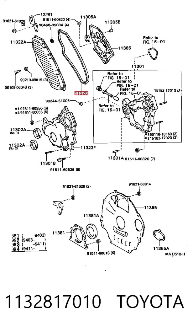 Junta de tapa de balancines 1132817010 Toyota