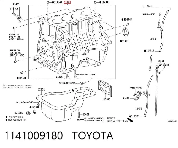 Bloque de cilindros del motor 1141009180 Toyota