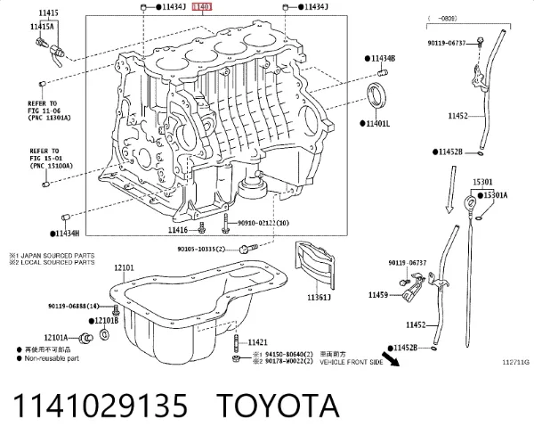 Bloque de cilindros del motor 1141029135 Toyota