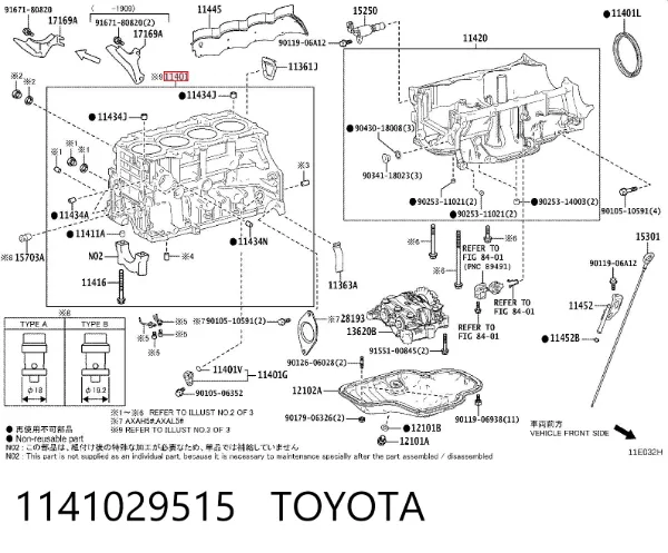 Bloque de cilindros del motor 1141029515 Toyota
